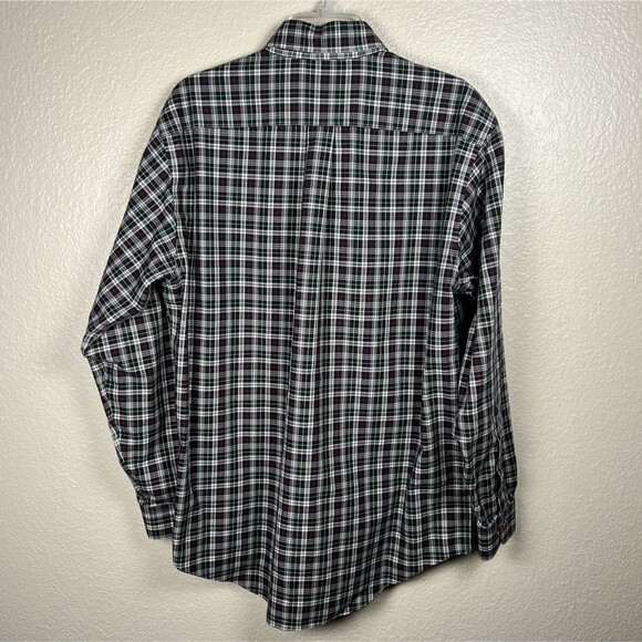 Brooks Brothers 346 Sz Mens M Non-Iron B&W Plaid Long-Sleeve Button-Down Shirt - Picture 3 of 10